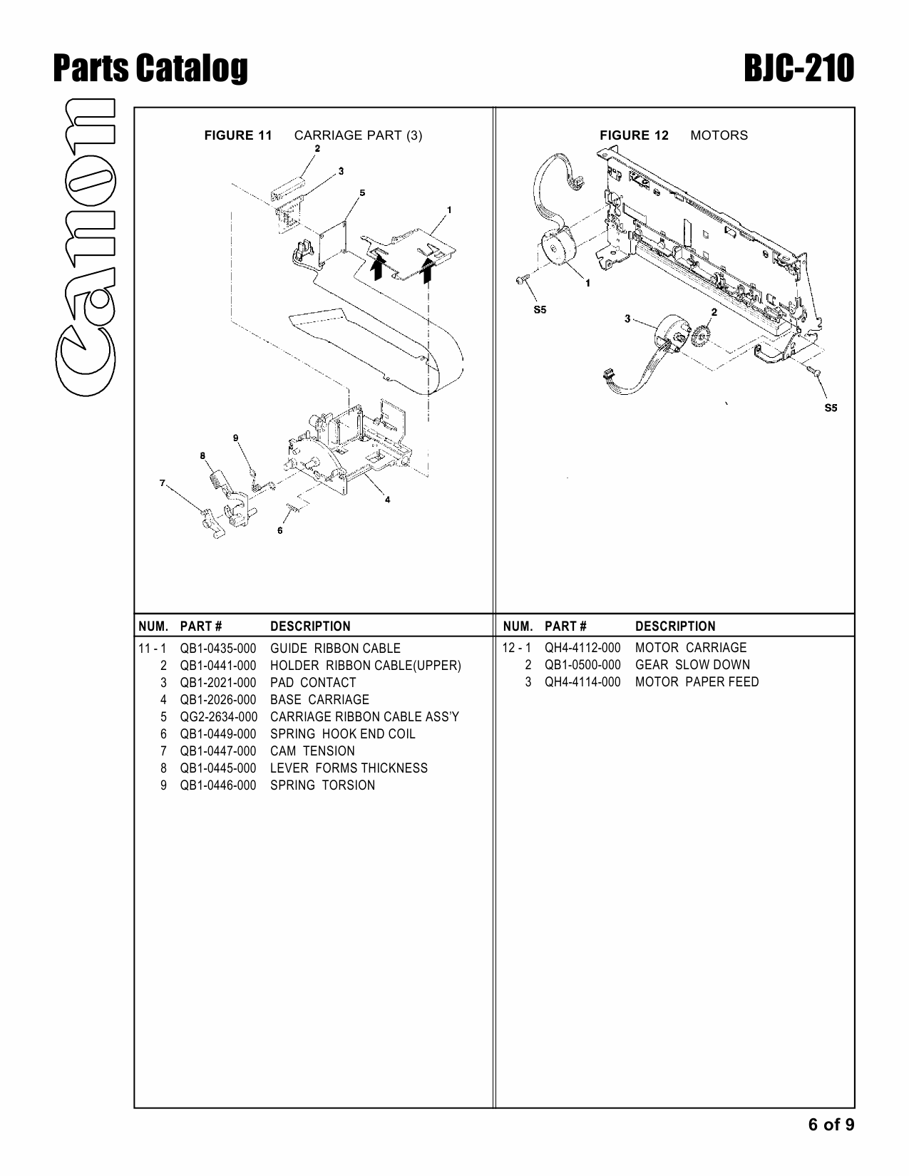 Canon BubbleJet BJC-210 Parts Catalog Manual-6